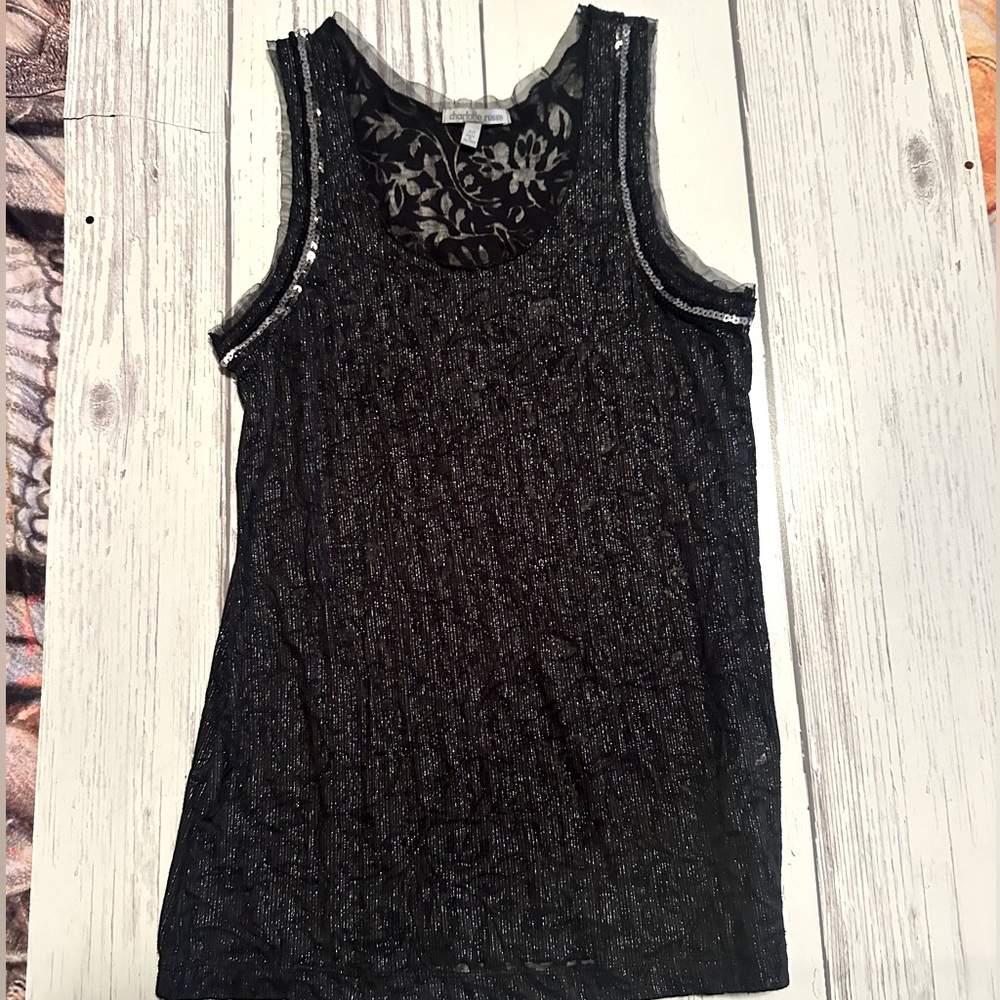 Charlotte Russe lace and sequin tank